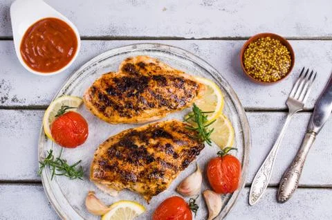Fried chicken breasts Foto stock