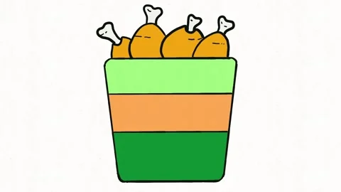 Fried Chicken Bucket Hand Drawn Fast Food Animation Stock Footage 338000093