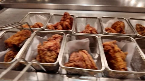 Fried Chicken Buffet Selection With Various Sauces on Display Stock Footage 318926458