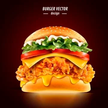 Fried chicken burger Stockillustratie