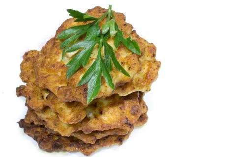 Fried chicken chops in white background Stock Photos