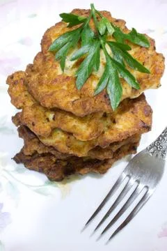Fried chicken chops in white background Stock Photos