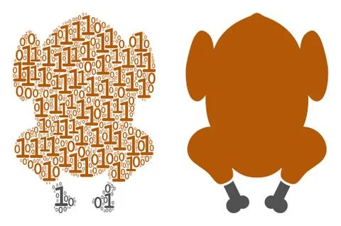 Fried Chicken Collage of Binary Digits イラスト素材