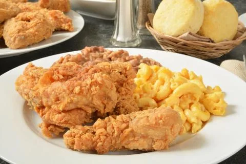 Fried chicken dinner Stock Photos