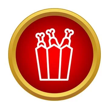 Fried chicken drumstick bucket fast food icon Stock Illustration
