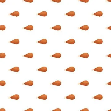 Fried chicken drumstick pattern repeating seamless background Stock Illustration