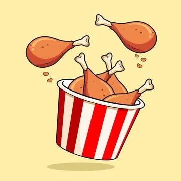 Fried Chicken Drumsticks in a Bucket Vector Illustration Stock-Illustration