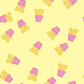 Fried chicken fast food vector seamless pattern Illustrazione stock