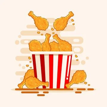 Fried Chicken Flat Design Vector Illustration Delicious Fast Food Flat Design Stock Illustration