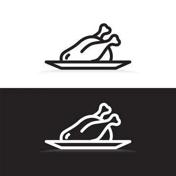 Fried Chicken flat vector icon. Line with editable stroke logo Stock Illustration