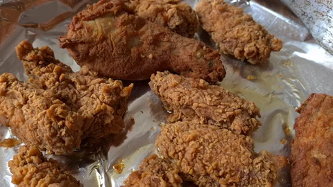Fried chicken. Stock Footage 152714343