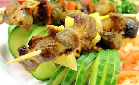 Fried chicken gizzards Stock Photos