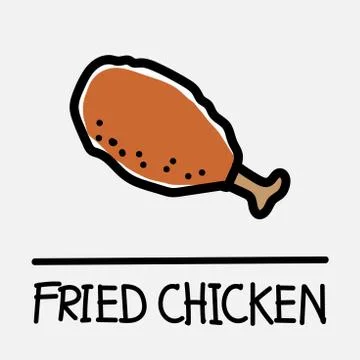 Fried chicken hand-drawn style,Vector illustration. Stock Illustration
