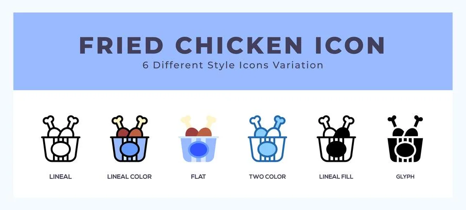 Fried chicken icon set with different styles. Vector illustration. Stock Illustration