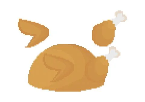 Fried chicken illustration with pixel theme Stock Illustration