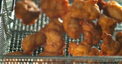 Fried Chicken Karaage Falling in Super Slow Motion — 1000fps Phantom Flex 4K Stock Footage 310529007
