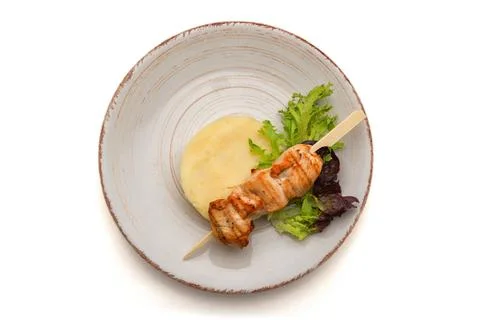 Fried Chicken Kebab Mashed Potatoes Stock Photos