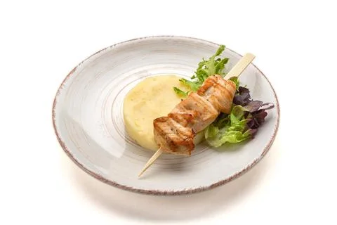Fried Chicken Kebab Mashed Potatoes Stock Photos
