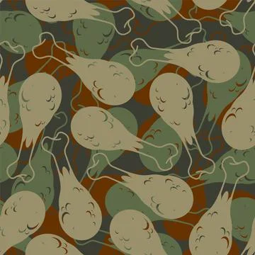Fried chicken leg Army pattern seamless. Roast chicken leg military backgroun Stock Illustration