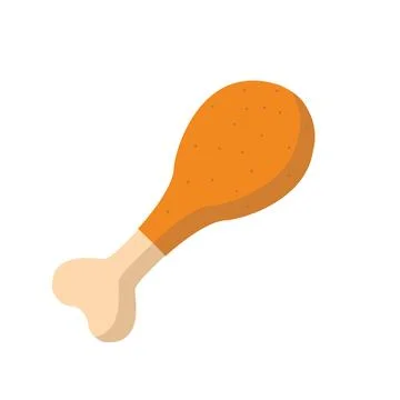 Fried chicken leg flat vector illustration logo icon clipart Stock Illustration