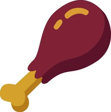 Fried chicken leg flat vector icon isolated on white background Stock Illustration