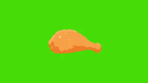 Fried chicken leg icon isolated on green background Stock Footage 288709482