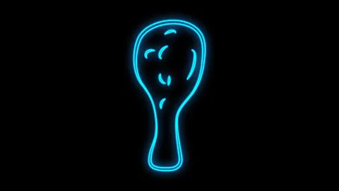 Fried chicken leg neon light icon. Glowing sign with alphabet, numbers and sy Stock Illustration