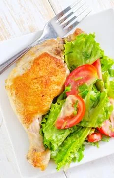 Fried chicken leg Stock Photos