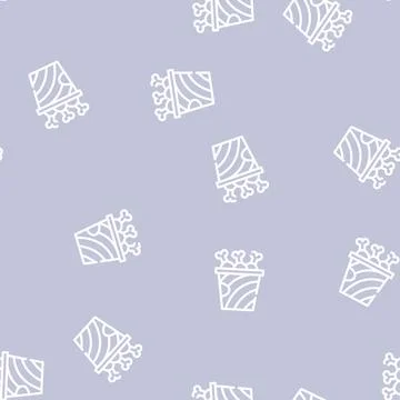 Fried chicken legs line vector seamless pattern Stock Illustration