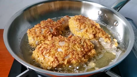 Fried Chicken Legs in Pan Stock Footage 161006093