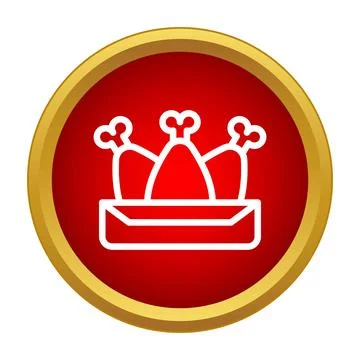 Fried chicken legs vector icon in a red circle Ilustración de archivo
