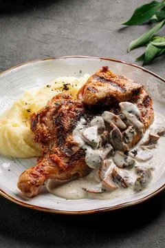 Fried chicken with mashed potatoes Stock Photos