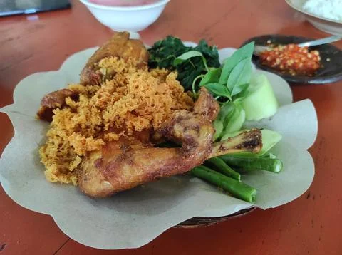 Fried chicken menu "kremes". Stock Photos