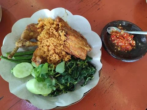 Fried chicken menu "kremes". Stock Photos