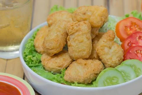 Fried chicken nuggets Stock Photos