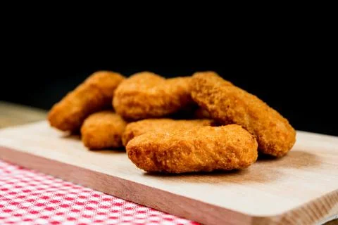 Fried Chicken nuggets on table Stock Photos