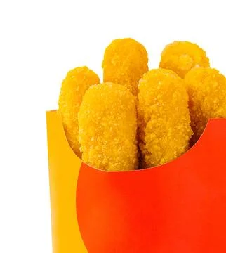 Fried chicken nuggets in take out box isolated Stock Photos