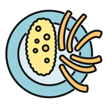 Fried chicken or fish and chips meal icon Stock Illustration