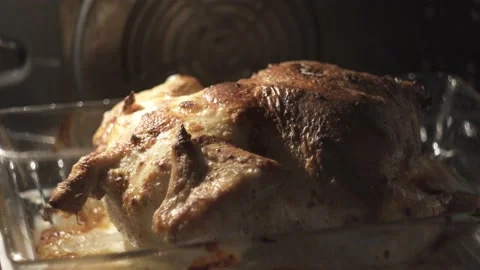 Fried chicken in the oven Stock Footage 166897160