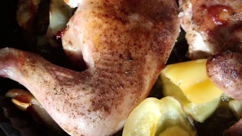 Fried chicken in the oven Stock Footage 171066902