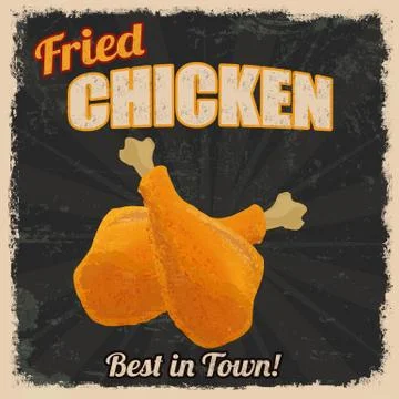 Fried chicken retro poster Stock Illustration