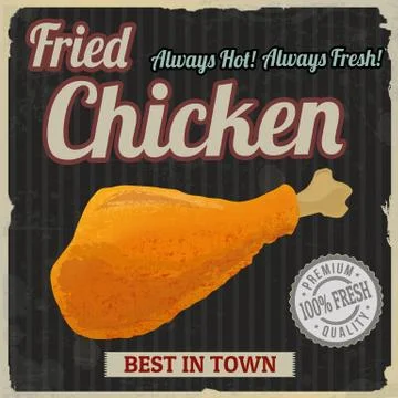 Fried chicken retro poster Stock Illustration