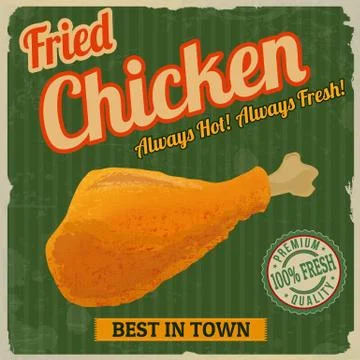 Fried chicken retro poster Stock Illustration
