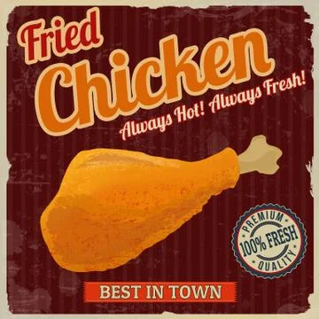 Fried chicken retro poster Illustrazione stock