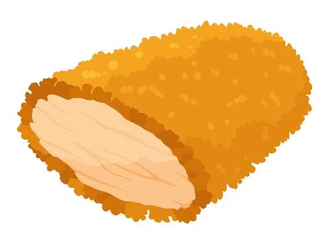 Fried chicken in roll. Crispy fried chicken piece isolated on white background Stock Illustration