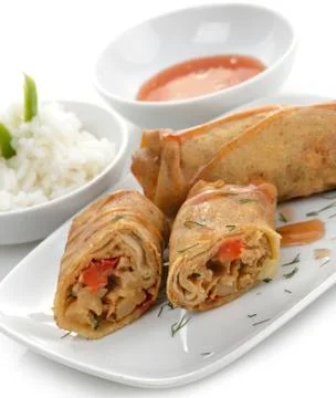 Fried chicken rolls Stock Photos