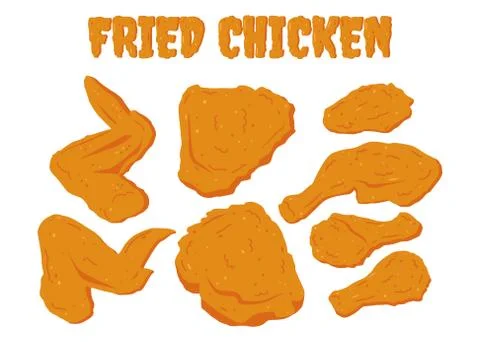 Fried chicken set isolated on white background - Vector illustration Stock Illustration