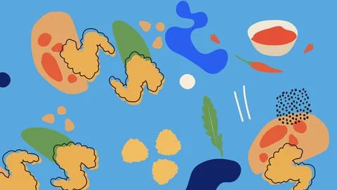 Fried Chicken Snack Background 库存插图