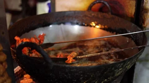 Fried chicken street Stock Footage 132580573