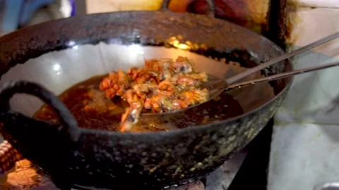 Fried chicken street Stock Footage 132580579